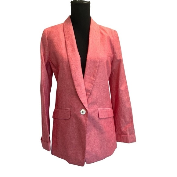 J. Crew unstructured single breasted blazer in cotton linen firecracker red 6T - Picture 1 of 14